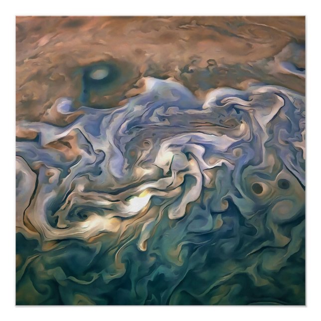 Blue and Calm Seashore Abstract Art Poster (Front)