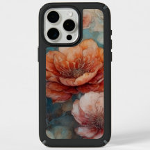 Blue and caramel brown tone floral print