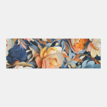 Blue and caramel brown tone floral print