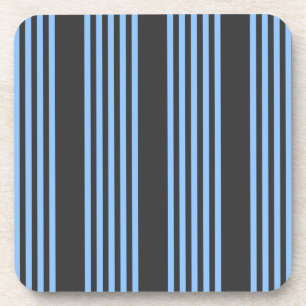 Blue and charcoal five stripe pattern coaster