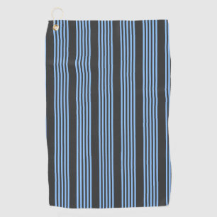 Blue and charcoal five stripe pattern golf towel