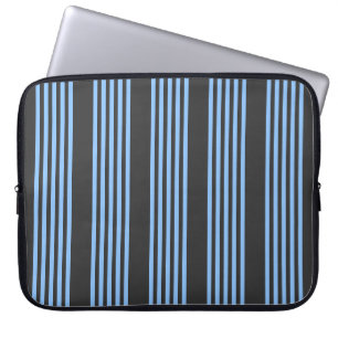 Blue and charcoal five stripe pattern laptop sleeve