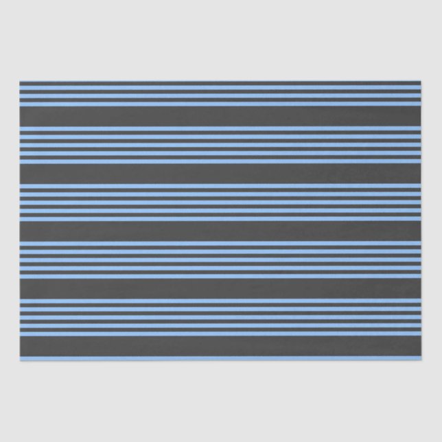 Blue and charcoal five stripe pattern tissue paper (Front)