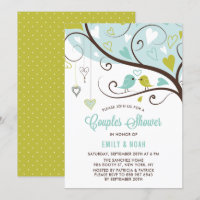 Blue and Chartreuse Love Birds Couples Shower