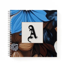 Blue and Chocolate Floral - Personalised Monogram