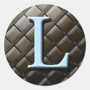 Blue And Chocolate Monogram L Wedding Favour Label