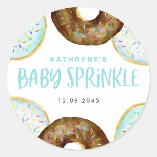 Blue and Chocolate Sprinkle Donuts Baby Sprinkle Classic Round Sticker