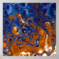 Blue and Copper Abstract Modern Art