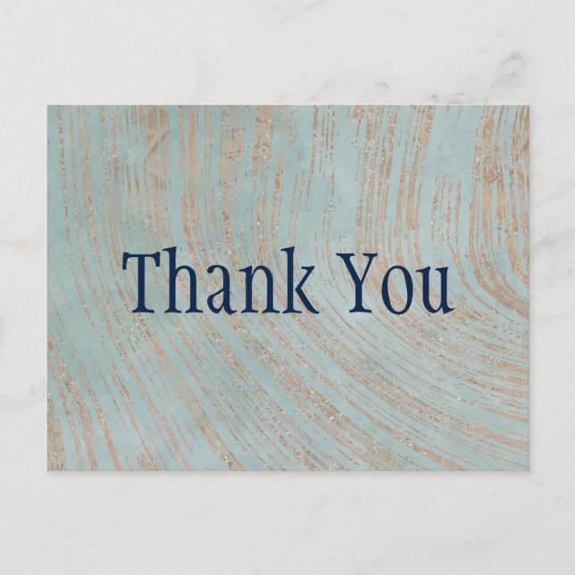 Blue and Copper Marble Thank You Postcard (Front)