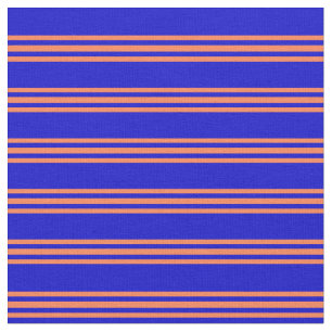 Blue and Coral Coloured Striped/Lined Pattern Fabric