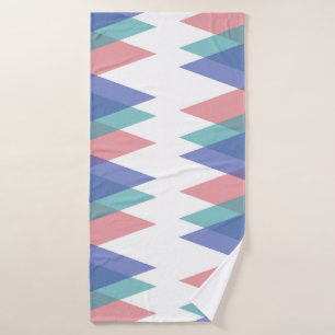 Blue and coral triangles bath towel