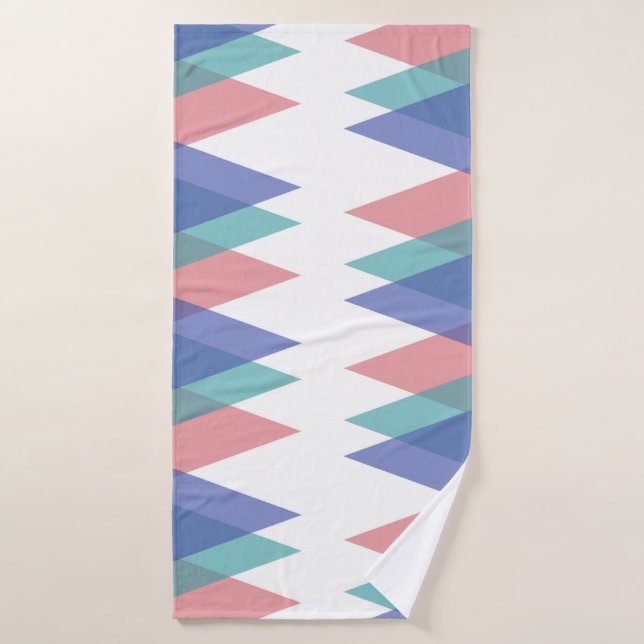 Blue and coral triangles bath towel (Bath Towel)
