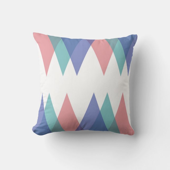 Blue and coral triangles cushion (Front)