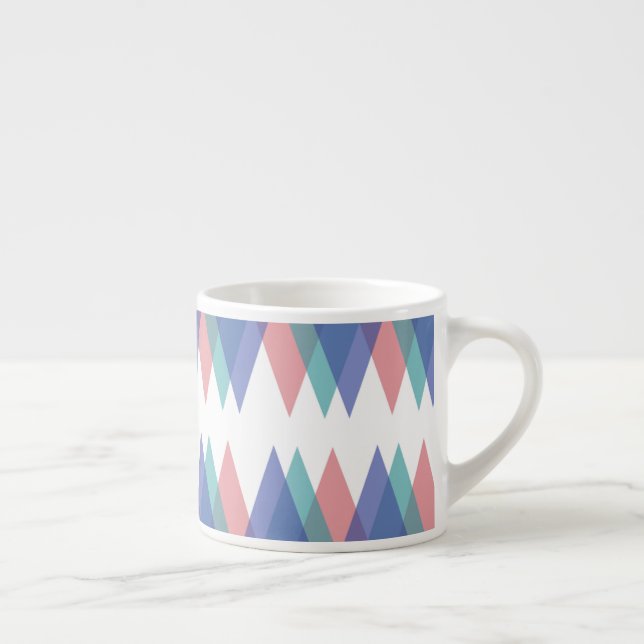 Blue and coral triangles espresso cup (Right)