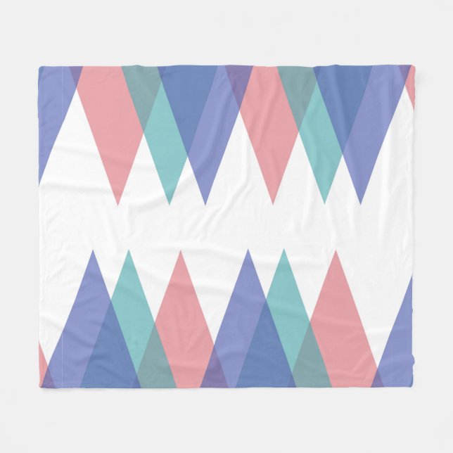 Blue and coral triangles fleece blanket (Front (Horizontal))