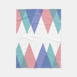 Blue and coral triangles fleece blanket