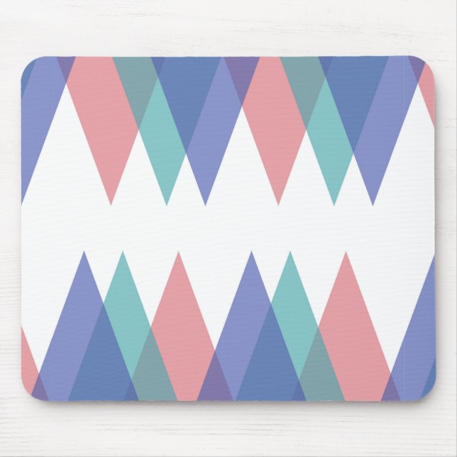 Blue and coral triangles mouse pad (Front)