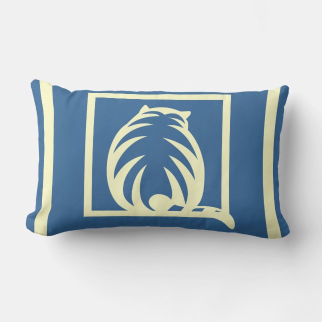 blue and cream CATS  modern  pillow (Front)