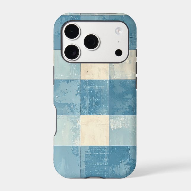 Blue and cream checkered pattern (Back)