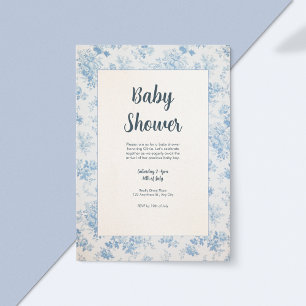 Blue and Cream Classic Toile Baby Shower Invitation