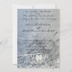 Blue and Cream Crumpled Chic Wedding Invitation