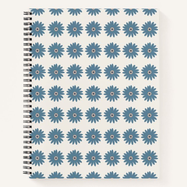 Blue And Cream Daisy Notebook (Front)