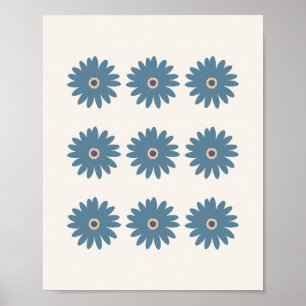 Blue And Cream Daisy Poster