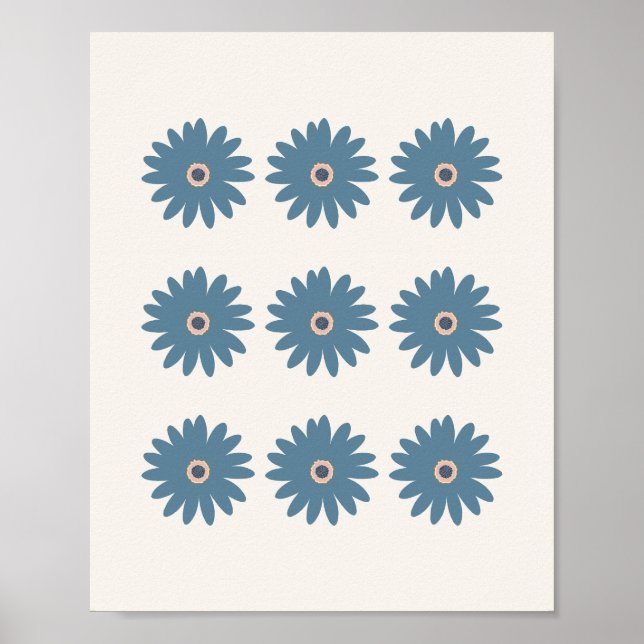 Blue And Cream Daisy Poster (Front)