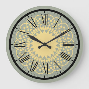 Blue and Cream Doilie Lace Design Wall Clock