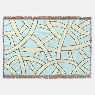Blue and Cream Hand Drawn Fantasy Pattern Throw Blanket