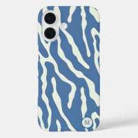 Blue and cream Modern Abstract Wavy Lines Pattern