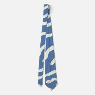 Blue and cream Modern Abstract Wavy Lines Pattern  Tie