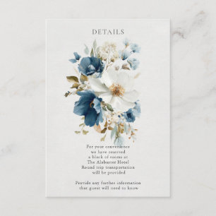 Blue and Cream Painterly Blooms Enclosure Card