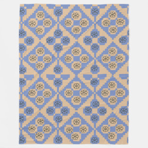 Blue and cream Pattern Fleece Blanket