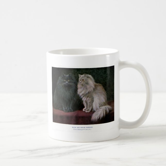 Blue and Cream Persian Cat Artwork Coffee Mug (Right)