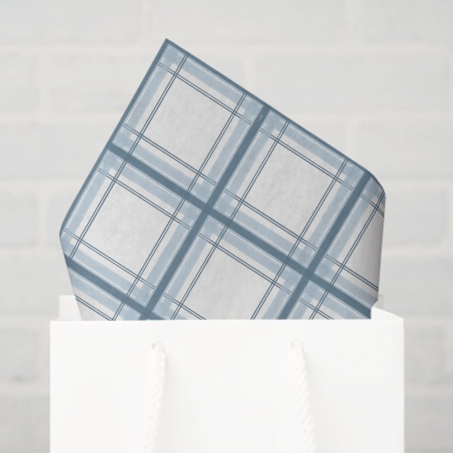Blue and Cream Plaid Patterned Tissue Paper (Gift Bag)