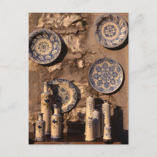 Blue and Cream Pottery Umbria Poster Postcard