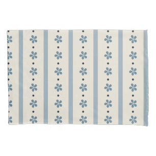 Blue And Cream Stripes And Flowers Pillowcase