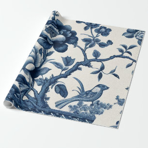 Blue and Cream Toile Wrapping Paper
