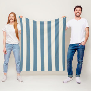 Blue And Cream Vertical Stripes Fleece Blanket