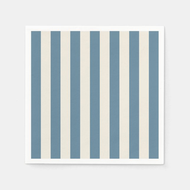 Blue And Cream Vertical Stripes Napkin (Front)