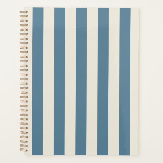 Blue And Cream Vertical Stripes Planner (Front)