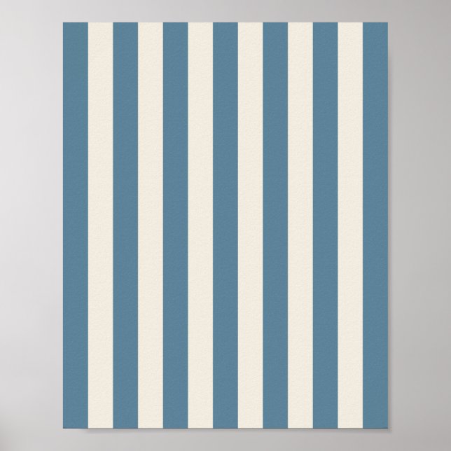 Blue And Cream Vertical Stripes Poster (Front)