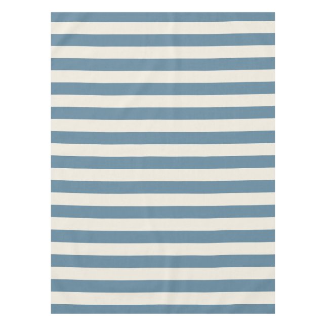 Blue And Cream Vertical Stripes Tablecloth (Front)