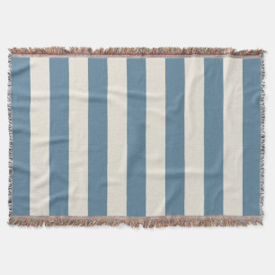 Blue And Cream Vertical Stripes Throw Blanket