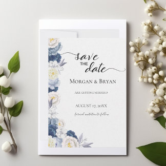 Blue and Cream Watercolor Save-the-Date Invitation
