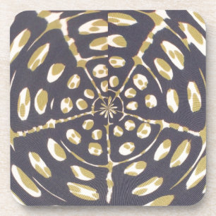 Blue and Creamy Crop Circle Polka Dot Oval Pattern Coaster