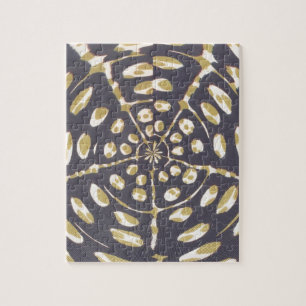 Blue and Creamy Crop Circle Polka Dot Oval Pattern Jigsaw Puzzle
