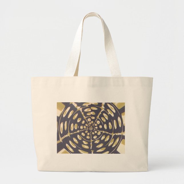 Blue and Creamy  Polka Dot Oval Pattern Large Tote Bag (Front)