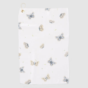 Blue and Crème Butterflies Charming Garden FaunA Golf Towel